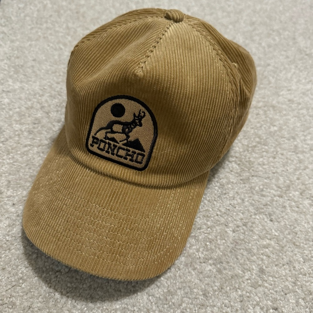 Poncho Outdoors Tan Corduroy SnapBack Hat Embroidered Patch-One Size